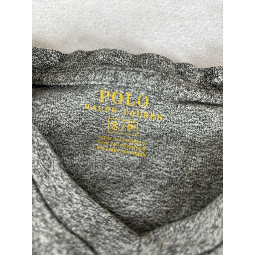 POLO Ralph Lauren Men's S Basic T Shirt 100% Cotton Gray‎ Heather V Neck EUC